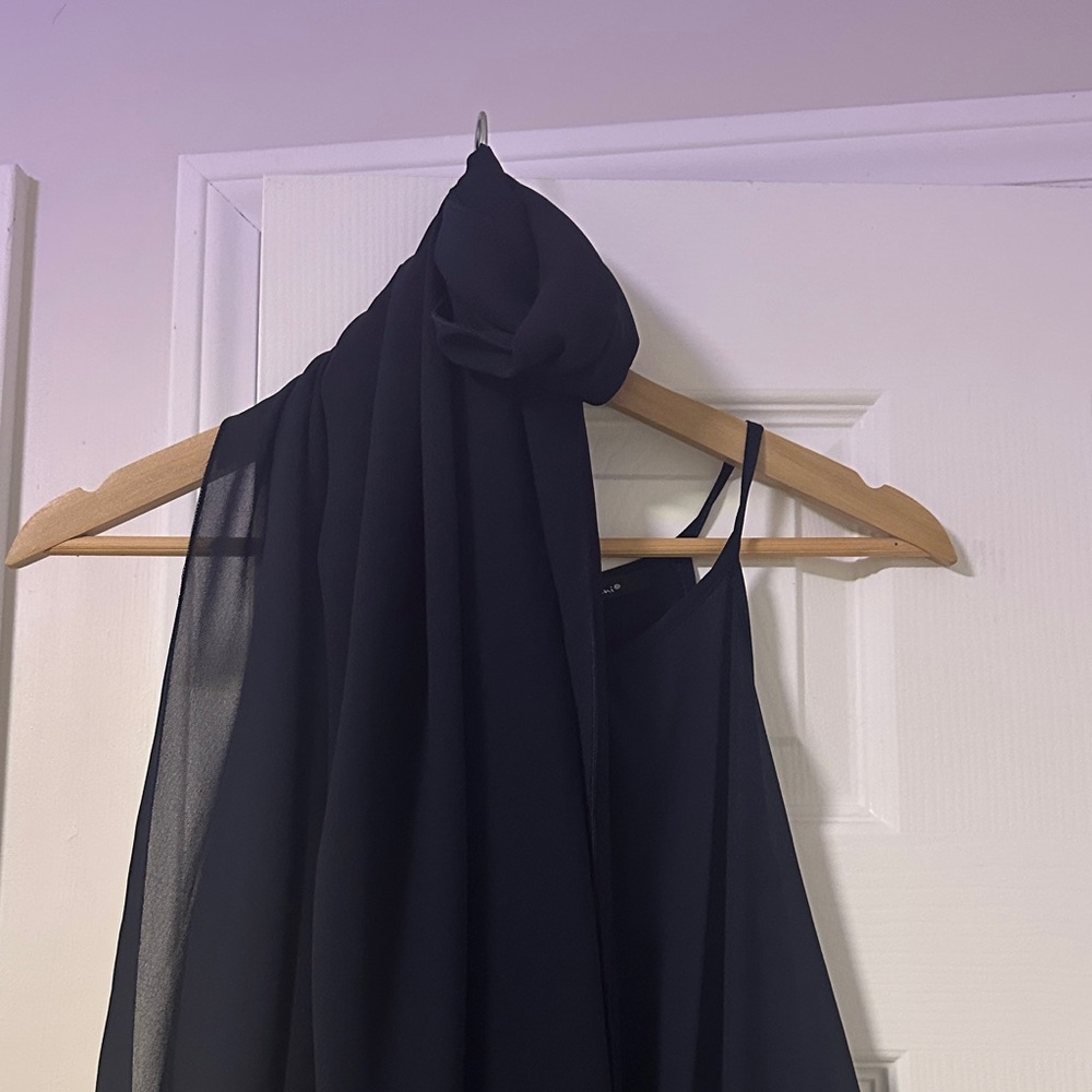 Elegant Navy Blue Halter Dress